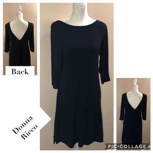 Donna Ricco black dress size large v neck midi casual dress